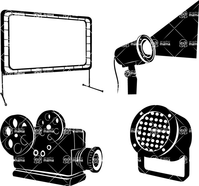 Vector silhouettes - Vector Cinema Items Silhouettes Set